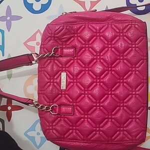 KATE SPADE Dark Pink Cow Leather Purse with Quilt